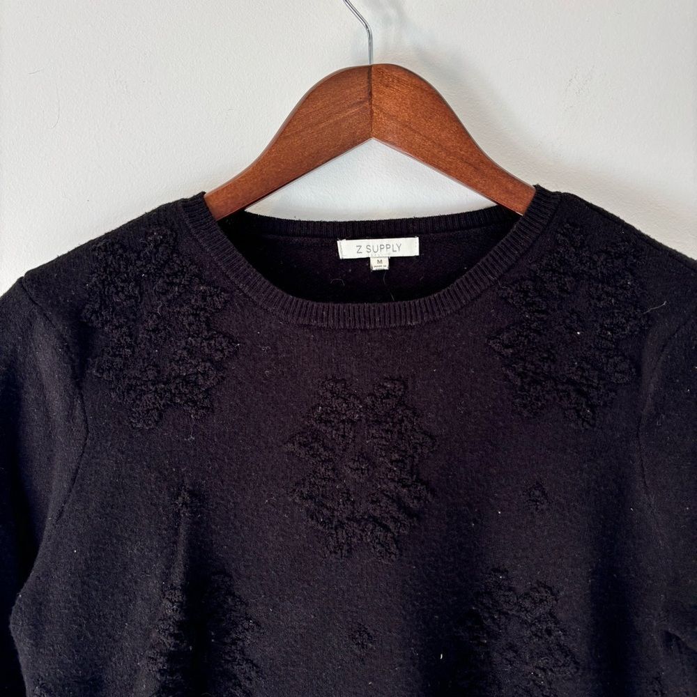 Z Supply Black Textured Sweater Dress Size M Long Sleeve Soft Knit - Picture 3 of 8